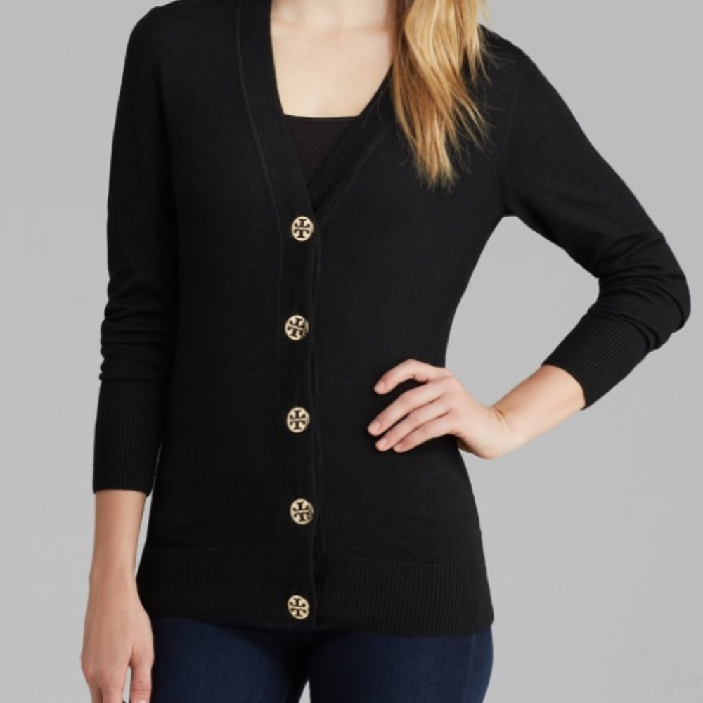 Tory Burch Black Cardigan with Gold Buttons
